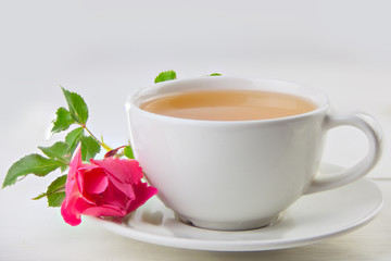 delicious green tea in a beautiful glass bowl on White background