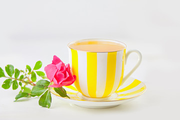 delicious green tea in a beautiful glass bowl on White background