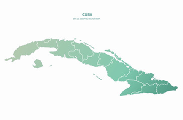 cuba map. caribbean country. graphic vector map of central america