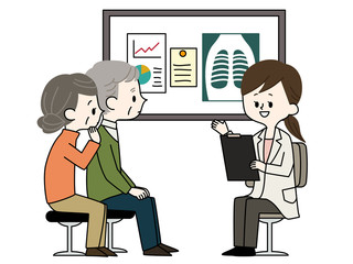 診察-シニア男性・女性-医者