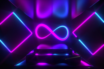 neon geometric lines background 3d render
