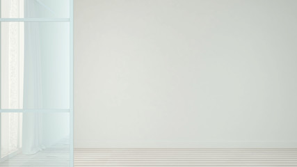 White empty room in apartment or hotel for artwork - Minimal design for Interior artwork - 3D Rendering