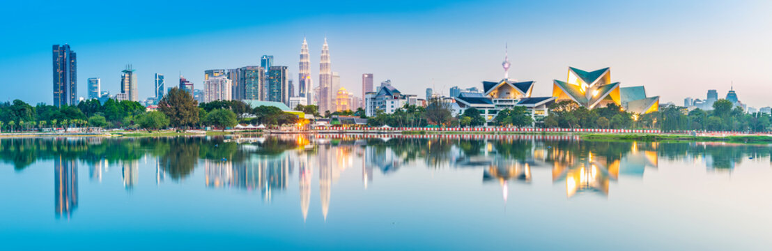 Kuala Lumpur skyline. Located in Taman Tasik Titiwangsa, Kuala Lumpur, Malaysia.