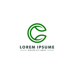 Letter C eco leaf logo design - vector