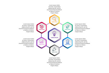 polygon Infographic vector design with icons options or steps. Infographics for business concept.for presentations banner, workflow layout, process diagram, flow chart and how it work
