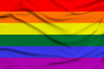 Fototapeta premium LGBT rainbow flag, Pride flag, Freedom flag - the international symbol of the lesbian, gay, bisexual and transgender community, the concept of the human rights movement