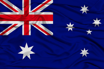 national flag of Australia on delicate silk with wind folds, travel concept, immigration, politics