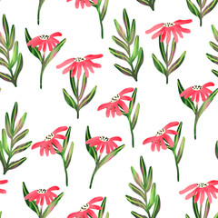 Fototapeta na wymiar Floral seamless pattern with beautiful flowers branches bloom. Excellent print for your design and decor. vector editable