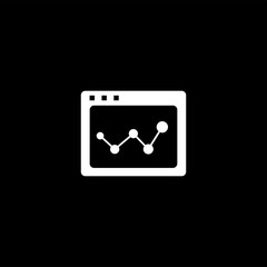 Web Page Analysis Icon On Black Background. Black Flat Style Vector Illustration.
