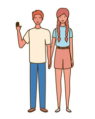 couple of people standing on white background