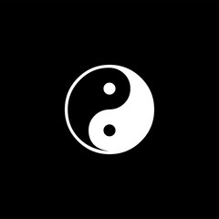 Yin And Yang Icon On Black Background. Black Flat Style Vector Illustration.