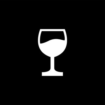 Wine Glasses Icon On Black Background. Black Flat Style Vector Illustration.