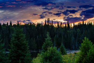 Fototapeta na wymiar Sunset in Mont Tremblant national park