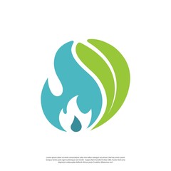 Obraz premium Vector leaf logo with fire in a simple minimalist style