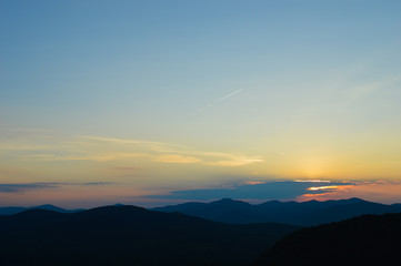 Sunset view from the top of Chimney Mountain in the Adirondack Mountain Range