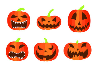 Pumpkin Halloween design on white background illustration vector  and different baby pumpkin and different looks