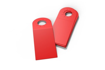 Blank bottle pop out neck hanger promotion label tag for branding, 3d render illustration.