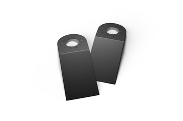Blank bottle pop out neck hanger promotion label tag for branding, 3d render illustration.