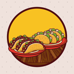 Delicious mexican food gastronomy cartoons