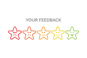 Obraz premium your feedback five stars line stroke emoji