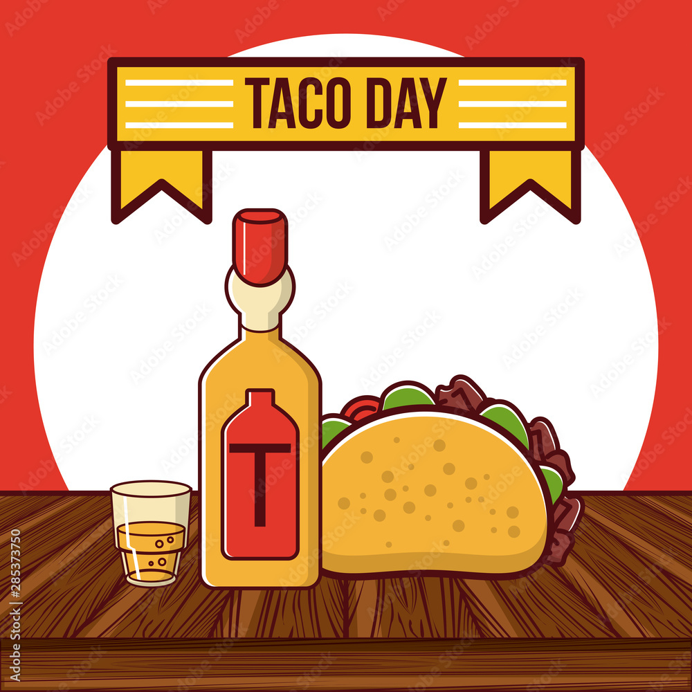 Canvas Prints Taco day mexican food cartoon