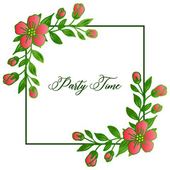 Various style of leaf flower frame, for party time letter. Vector