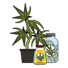 cannabis martihuana sativa hemp cartoon