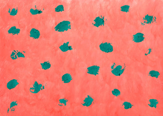 Animal print. Spots on a red pink background with the texture of fur. Faux fur texture. Abstract background for your design.