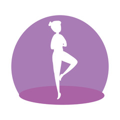 silhouette of woman practicing pilates position