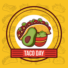 Taco day mexican food cartoon