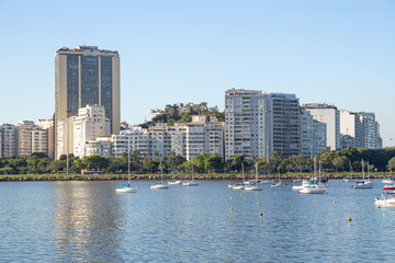 boats to the sea in Botafogo Cove in Rio de Janeiro