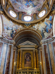 Fototapeta na wymiar Altar and dome at San Luigi dei Francesi church in Rome, 2019.
