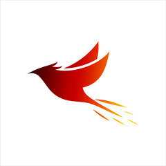 simple flying phoenix bird animal logo design idea