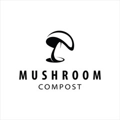 mushroom logo simple modern dark black compost design idea