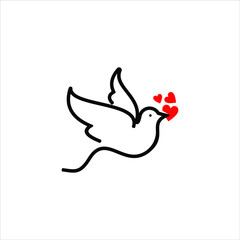simple pigeon love symbol icon logo design idea