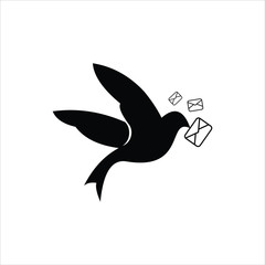 modern bold simple black post pigeon logo icon design