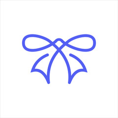 simple line art purple gift ribbon logo design idea