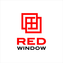 simple modern square red line windows logo design