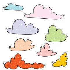 Foto auf Acrylglas doodle cloud illustration vector with bright color for kid wallpaper print © Gwens graphic studio
