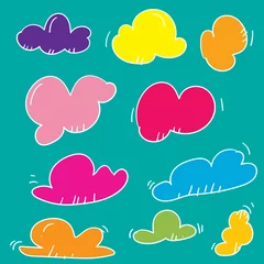 Foto auf Glas doodle cloud illustration vector with bright color for kid wallpaper print © Gwens graphic studio