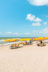 Recife, Boa Viagem Beach, Pernambuco, Brazil - June, 2019: Blue sky day at the beach