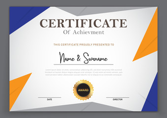 Certificate template with luxury pattern, diploma, vector illustration
