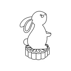 cute and little rabbit with flower wooden