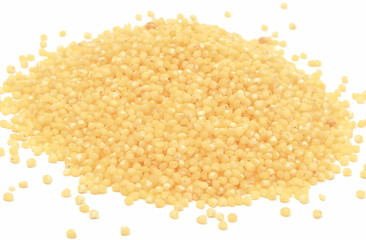 Millet groats as source minerals and fiber. White background