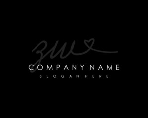 ZW Initial handwriting logo vector