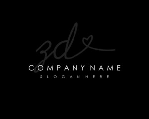 ZD Initial handwriting logo vector