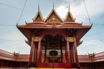 Amazing Red temple in Thailand name : Wat Pa Nong Chad in Maha Sarakham city.