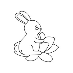 cute and little rabbit in lotus flower character