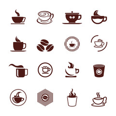 Set of Coffee Icon Logo Concept Vector Template. Cup with Coffee Glass Logo Concepts. Illustration Vector