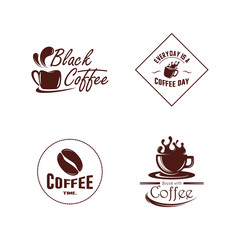 Set of Coffee Icon Logo Concept Vector Template. Cup with Coffee Glass Logo Concepts. Illustration Vector